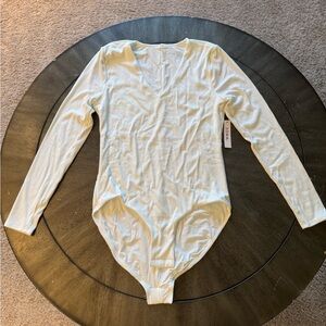 Soma Ribbed White Long Sleeve Bodysuit - NWT